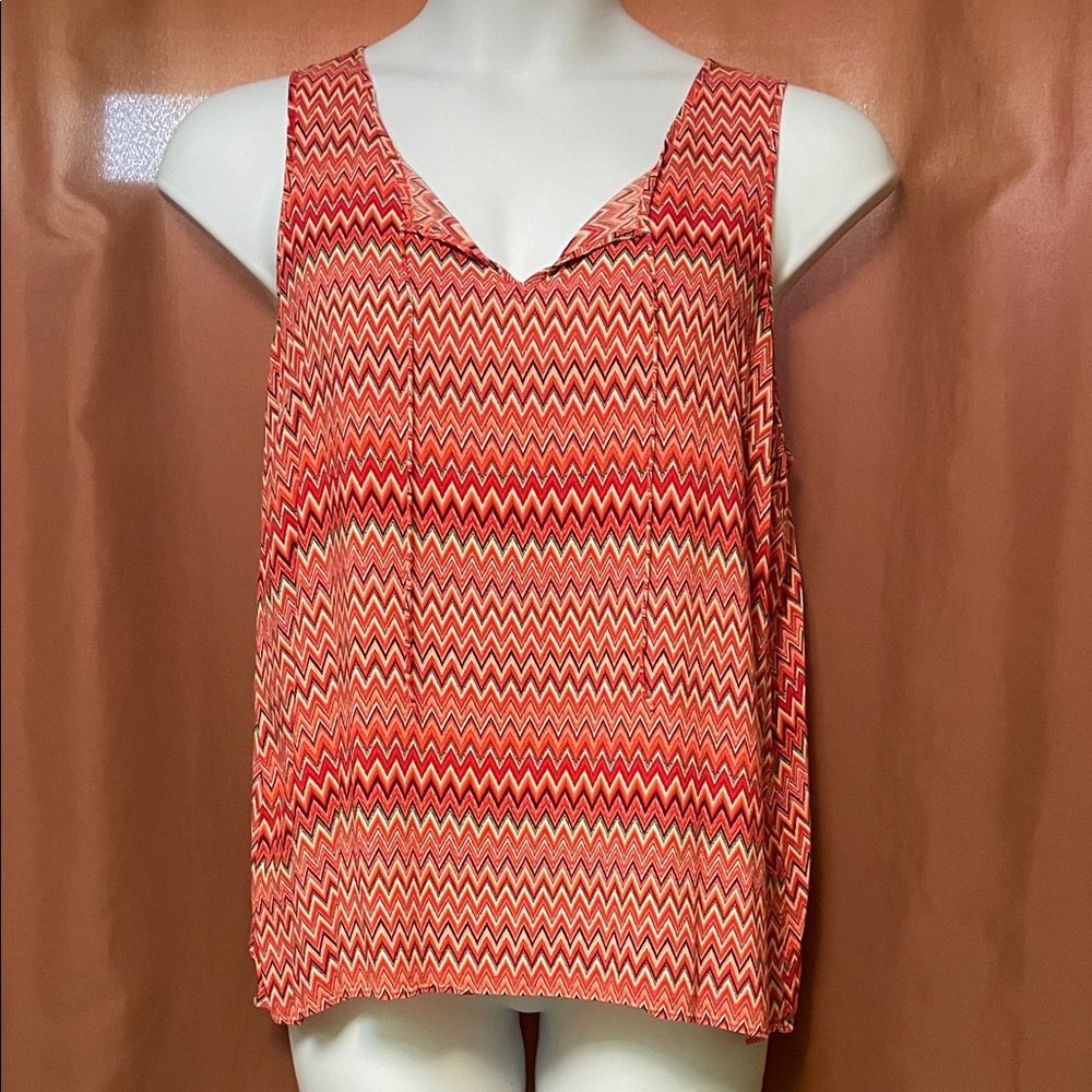 Lucky Brand Red and Orange Chevron Tank Top